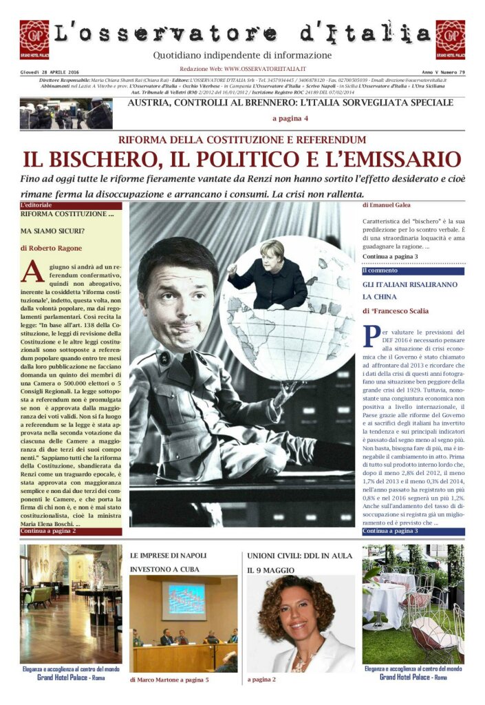 L'osservatore d'Italia edizione del 28 Aprile 2016